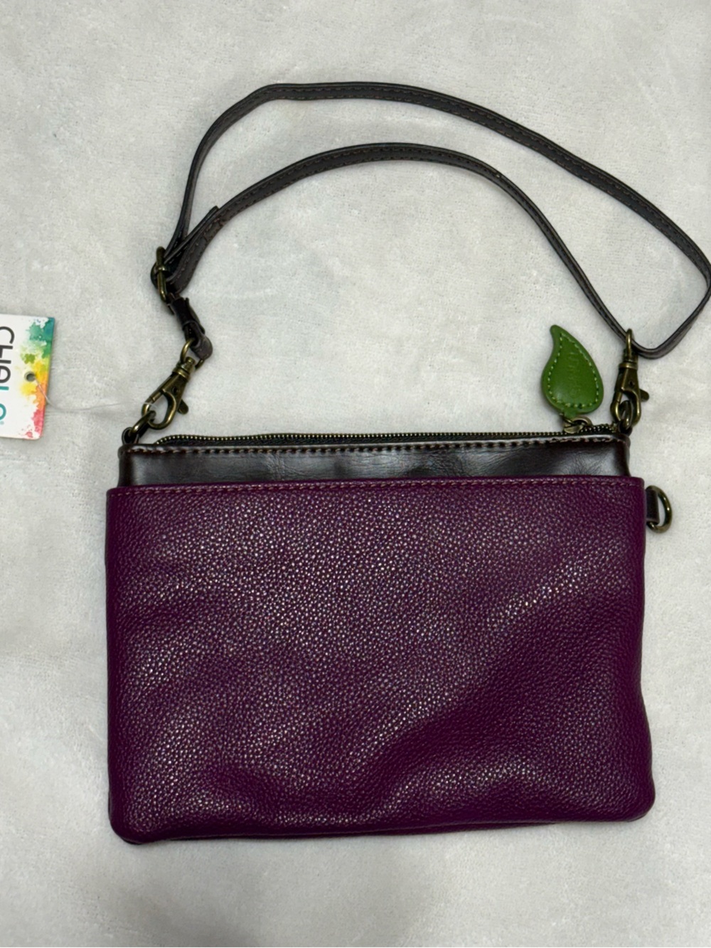 Chala Purple Floral Appliqué Crossbody Bag with Blue Accents - Picture 3 of 4